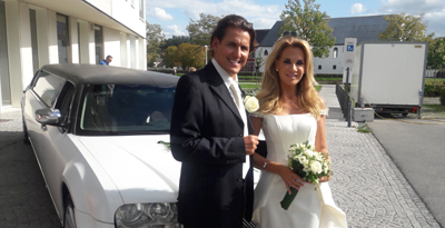 link naar foto's van het huwelijk van Frank Galan, met vervoer limousines Yves